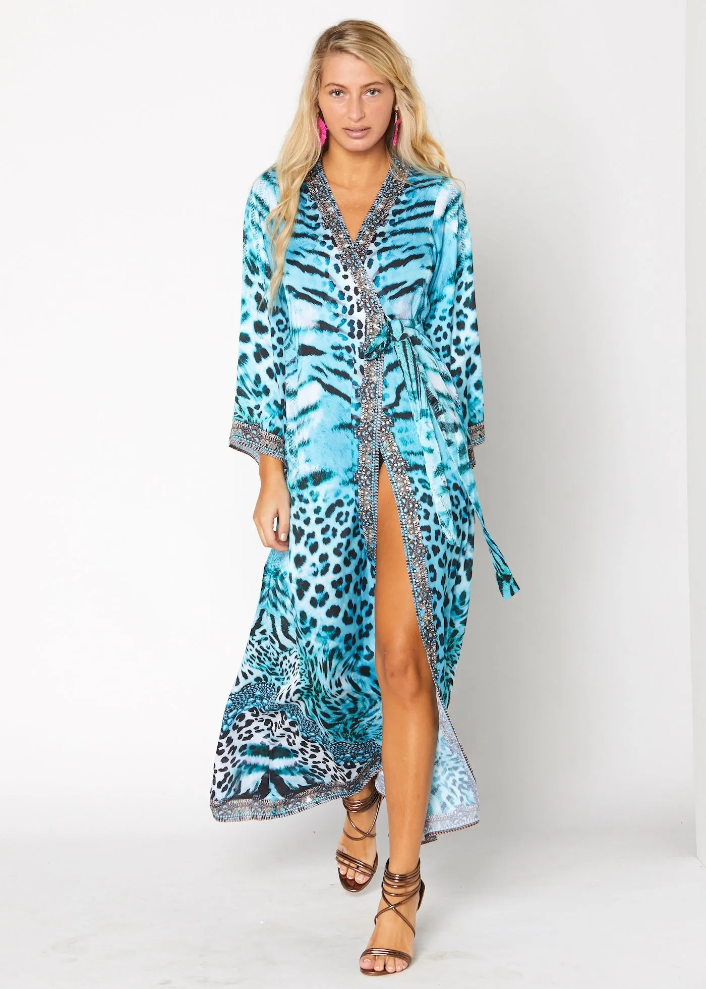 648 animal print kimono