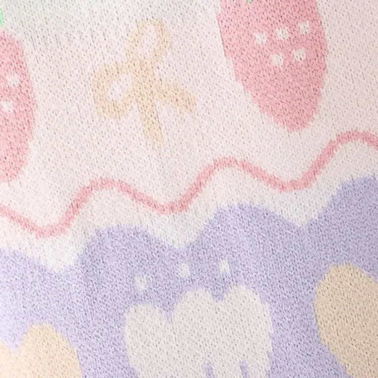 Kawaii Strawberry Pup Cakes Sweater